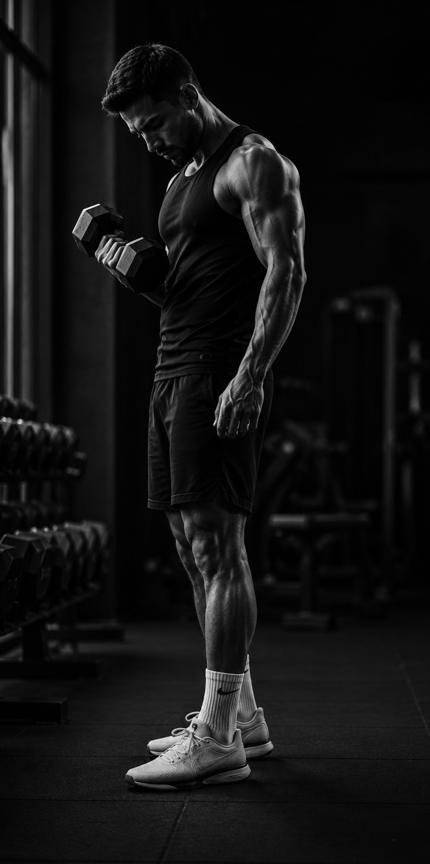 Athlete training on the gym floor